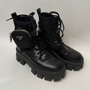 Prada Women’s  Monolith Combat Boot, size 7, 37, Black, from Nordstrom